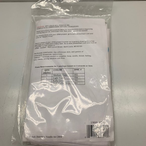 Jack Dempsey Pillowcase Doll Butterflies kit - Picture 5 of 5